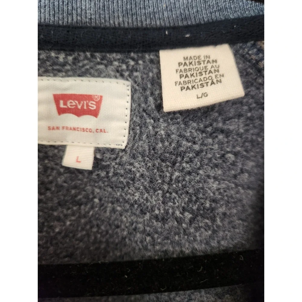 Levi's Sweater Men Large Blue Gray‎ Button Down Cardigan Fleece Jacket Fleece